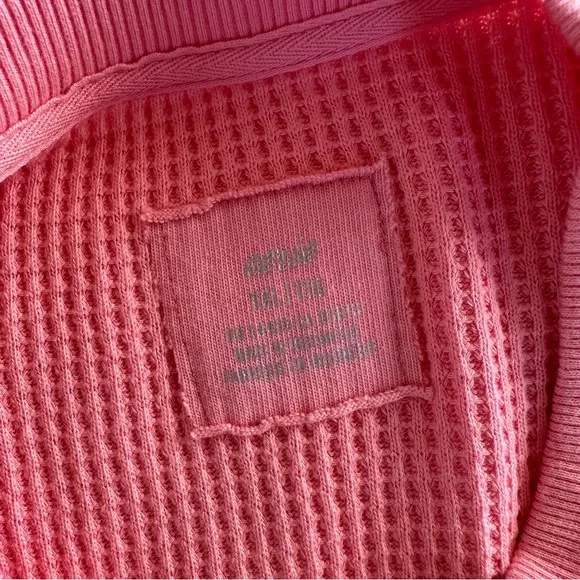 Aerie Pink Waffle Knit Thermal Top Long Sleeve Crewneck Relaxed Fit XXL - Picture 8 of 10